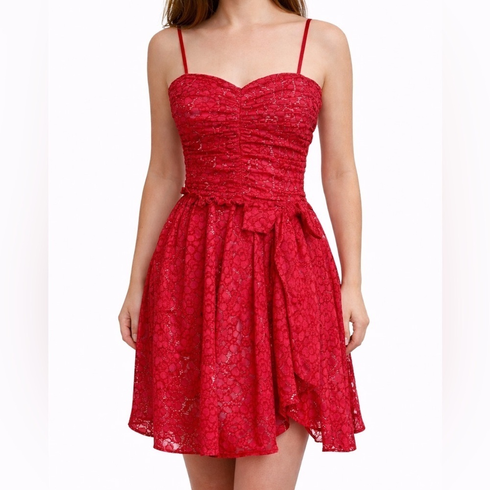 Jill Stuart NWT Red Lace Fit Flare Cocktail Dress Size 6 Sweetheart Strapless